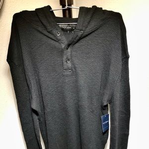 Lucky Brand. Black. Medium. Mens hooded Henley.